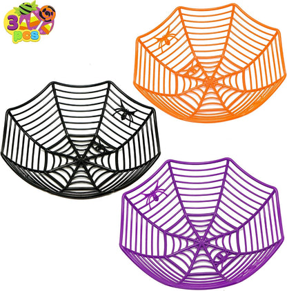 JOYIN 3 Spider Web Halloween Candy Bowls, Orange Purple Black 1