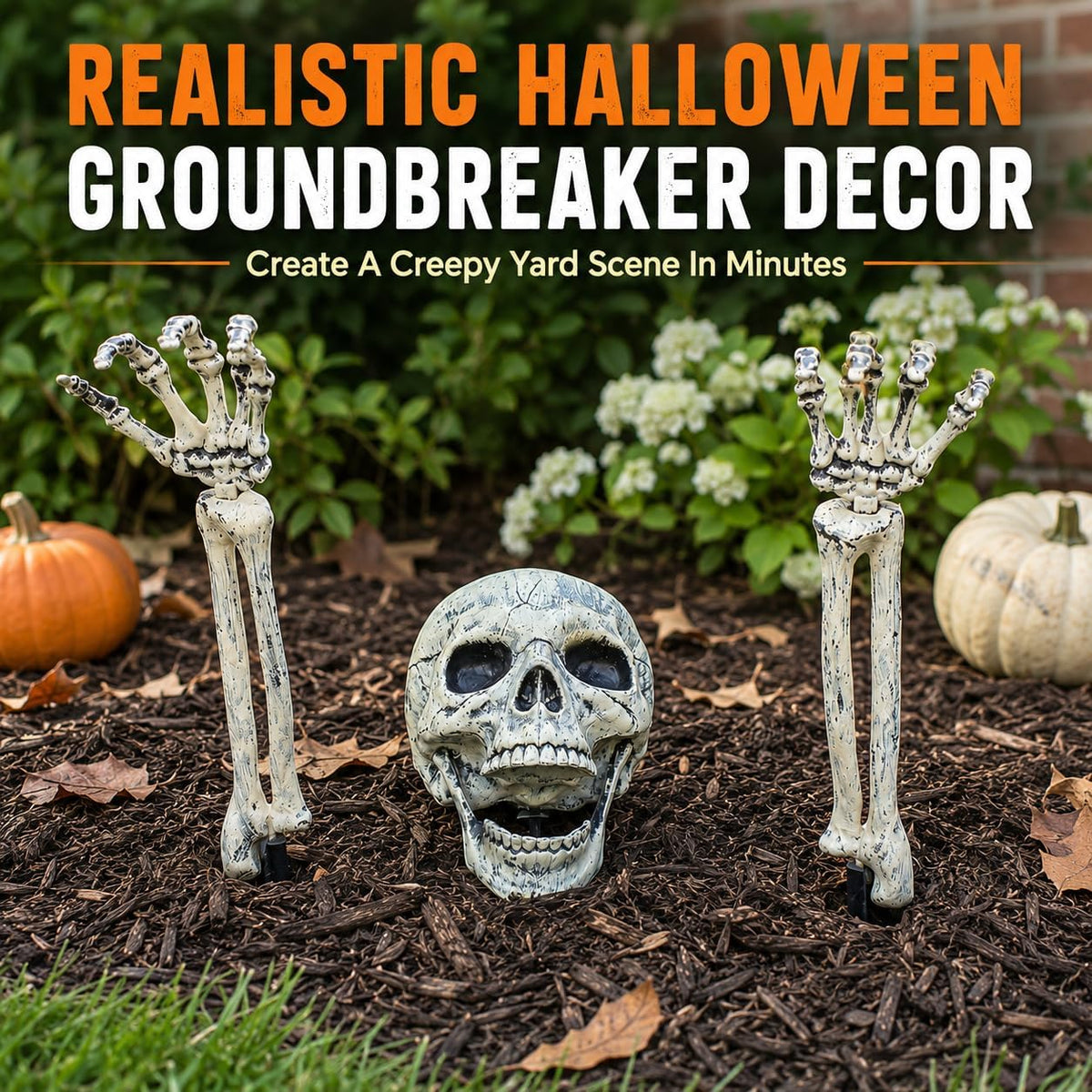 AISENO Realistic Skeleton Groundbreaker Stakes, 3-Piece Outdoor Set 3