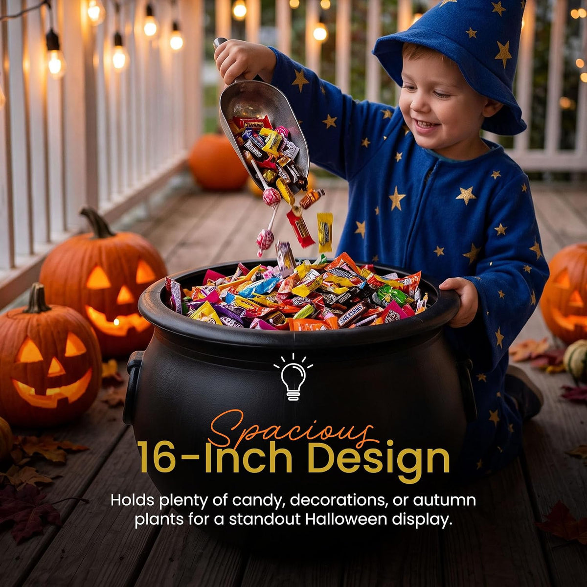 Union Products 16 in Black Witch Cauldron, Halloween Candy Bowl 5