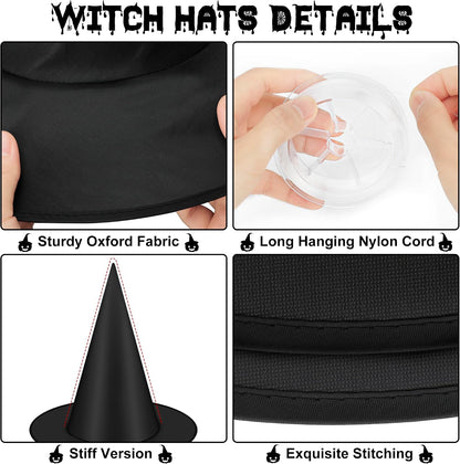 Helimoto 12-Piece Black Hanging Witch Hats with 328 ft Nylon Cord 3