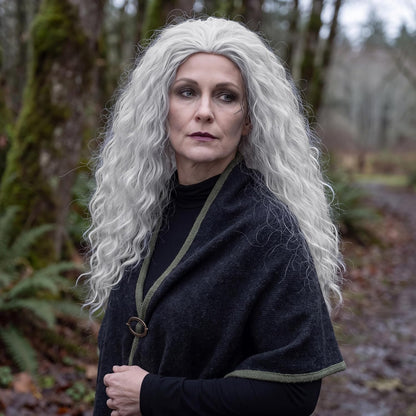 M MISS U HAIR Witch Wig: Long Grey Curly Old Lady Costume Wig 2