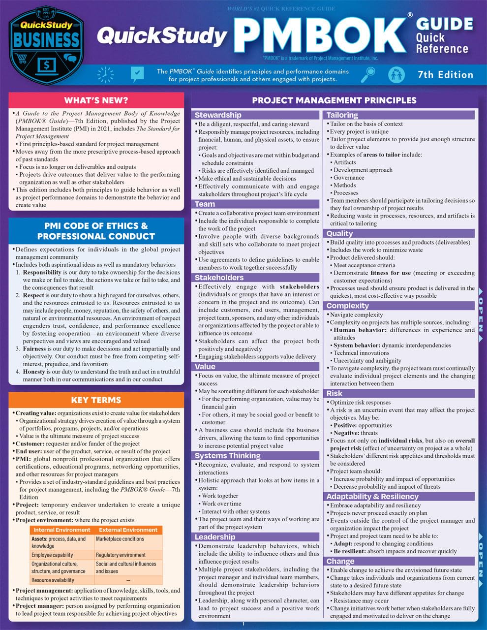QuickStudy PMBOK Guide Quick Reference for 7th Edition (Laminated) 2
