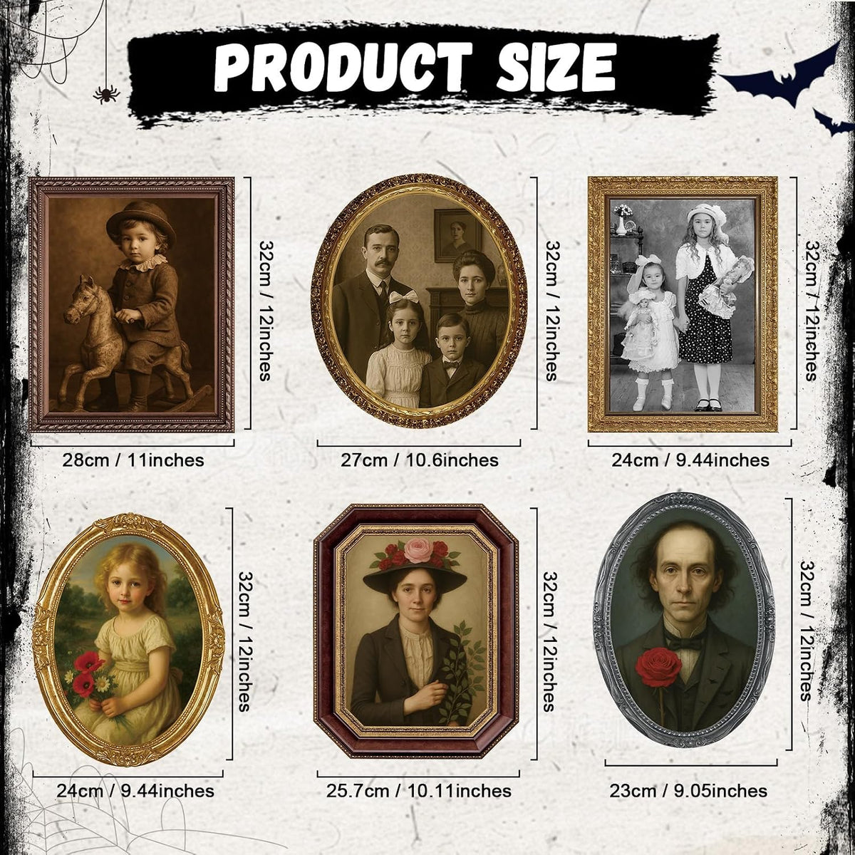 Lansian 6-Pack 3D Changing Face Portraits, Halloween Wall Decor 6
