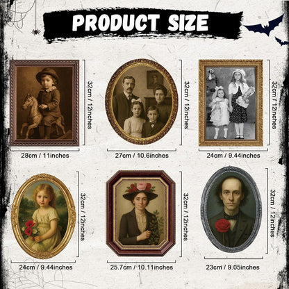 Lansian 6-Pack 3D Changing Face Portraits, Halloween Wall Decor 6