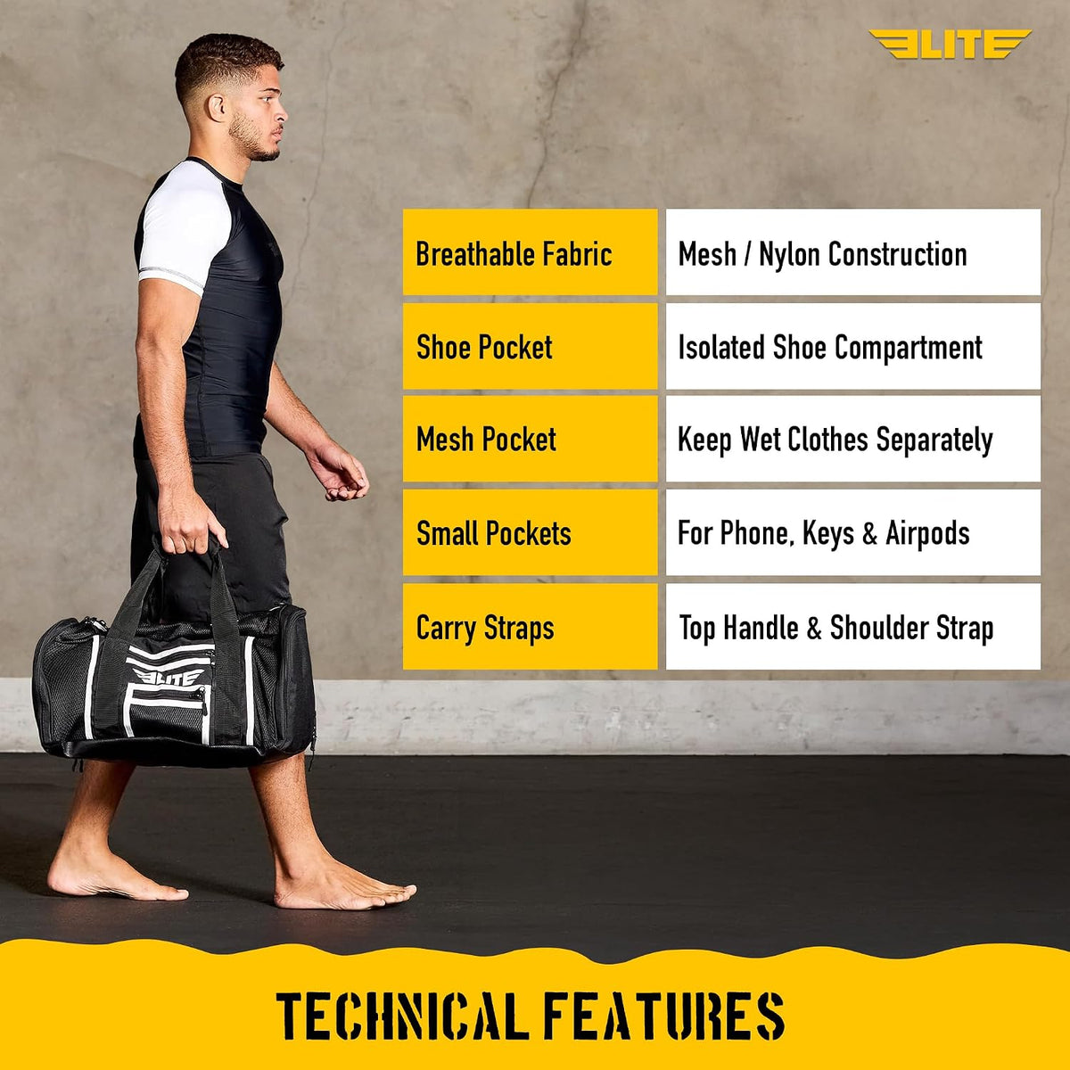 Elite Sports Cordura Gym Duffel Bag for MMA, BJJ and Boxing 3