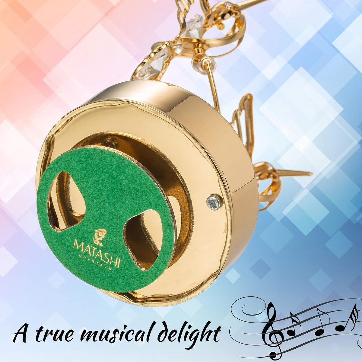 Matashi 24K Gold-Plated Crystal Music Box with Two Hummingbirds 5