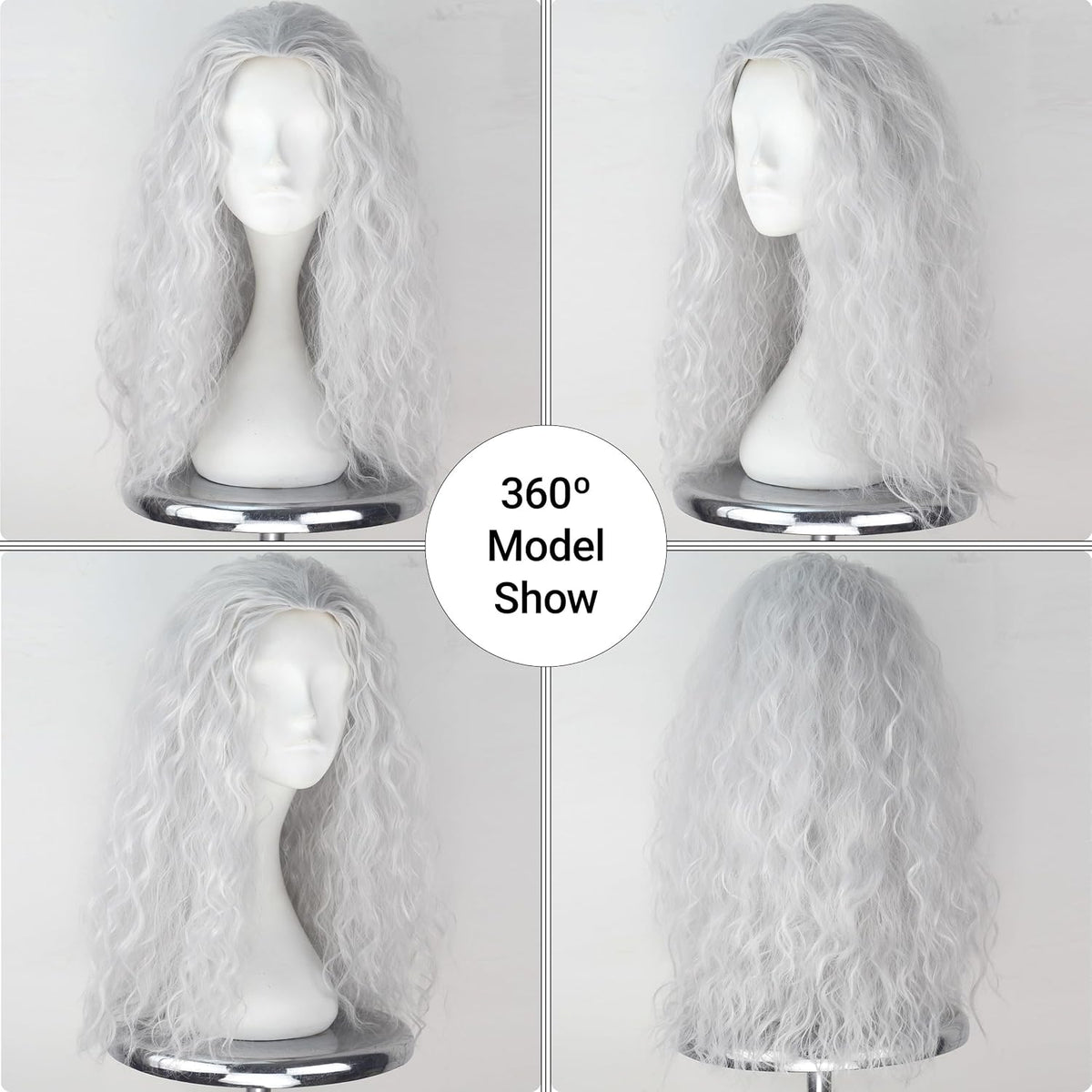 M MISS U HAIR Witch Wig: Long Grey Curly Old Lady Costume Wig 4