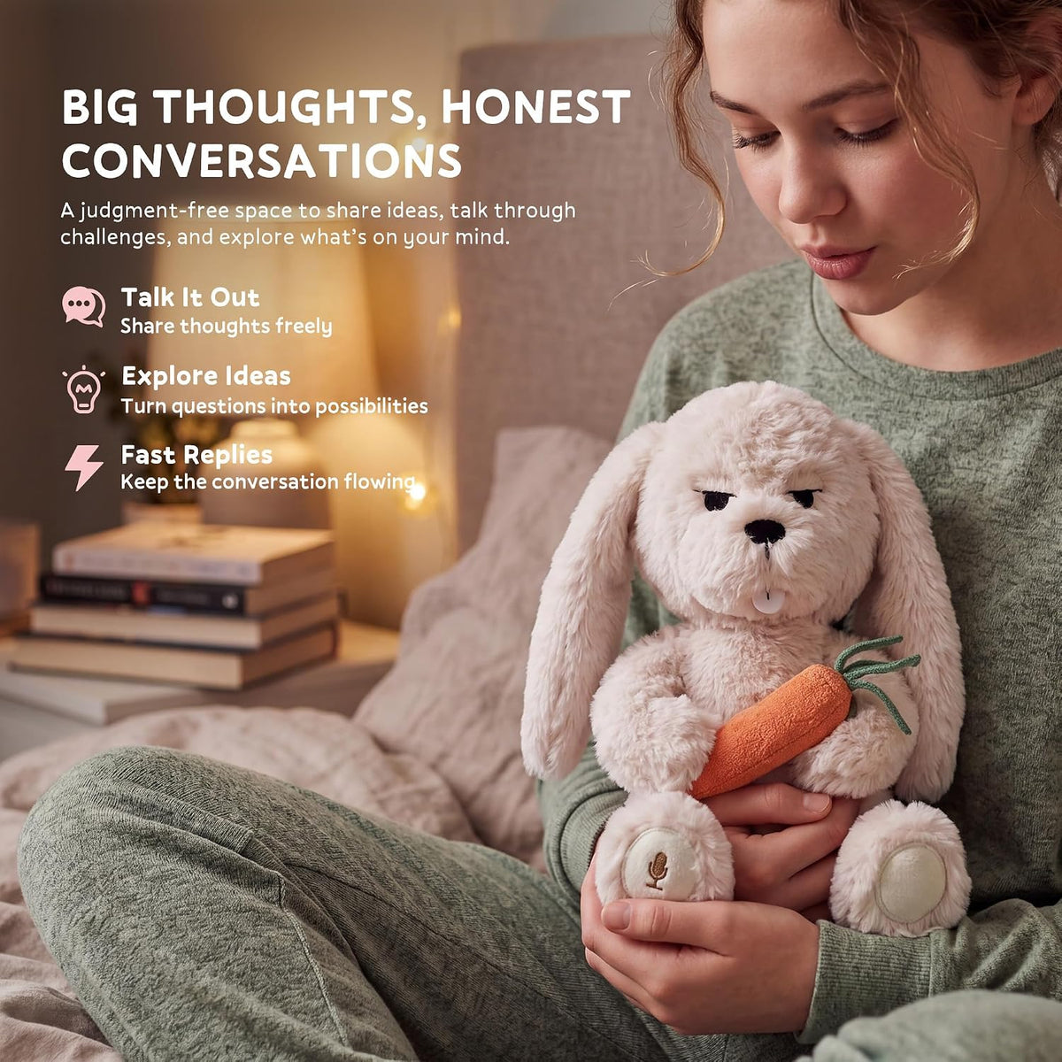 EBLOMA AI Chat Buddy Bunny Plush for Teens 13+ with Voice Chat 3