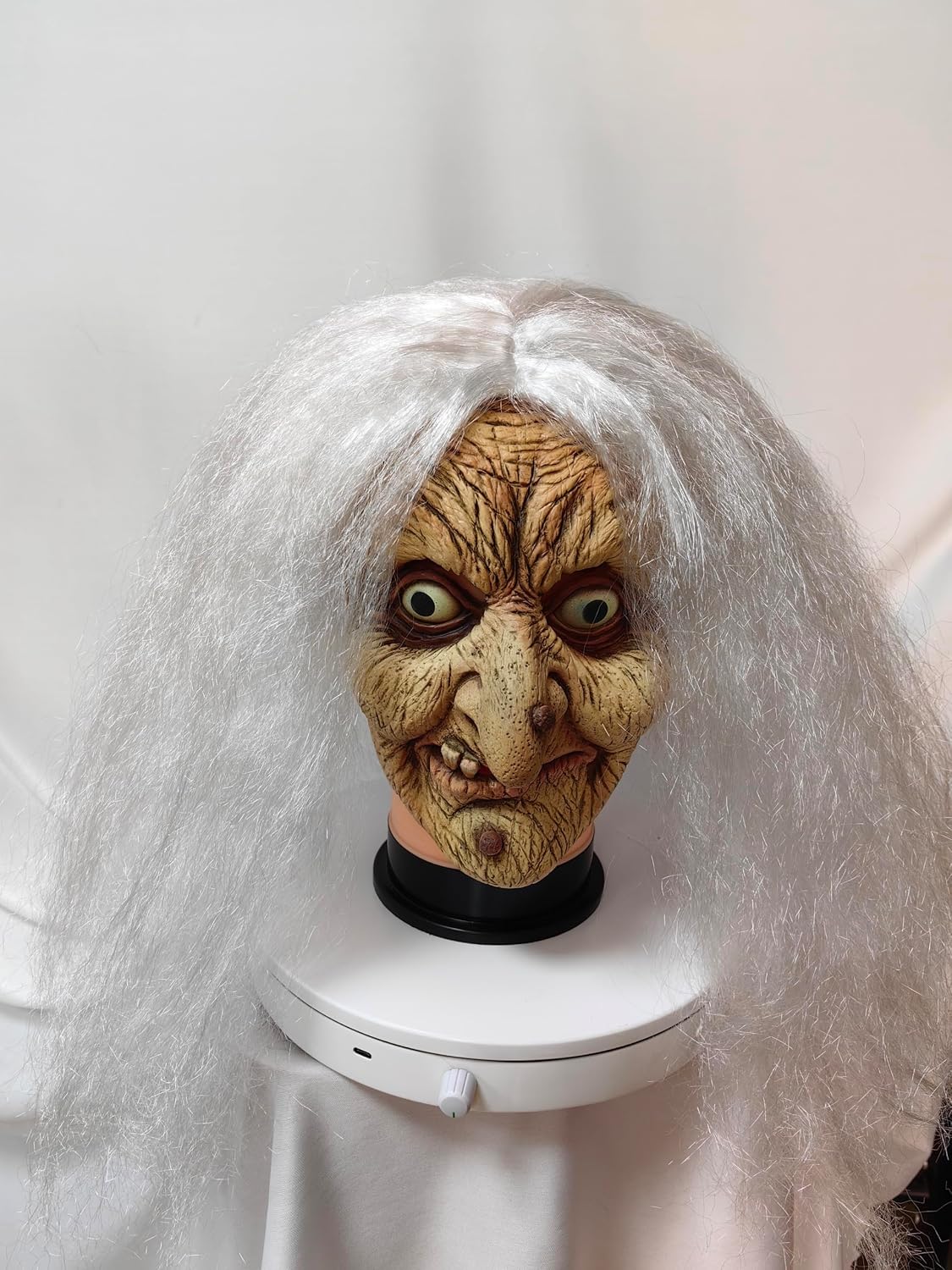 ZDOVLZZPON Old Lady Witch Latex Mask with White Hair for Halloween 1
