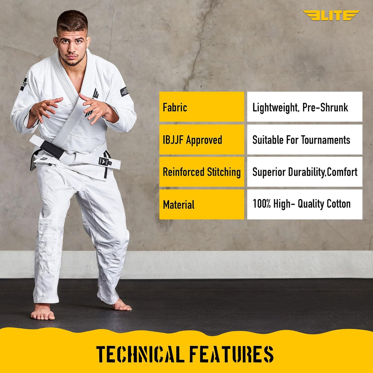 Elite Sports Adult Cotton BJJ Belt with Sleeve Bar, IBJJF Approved 5