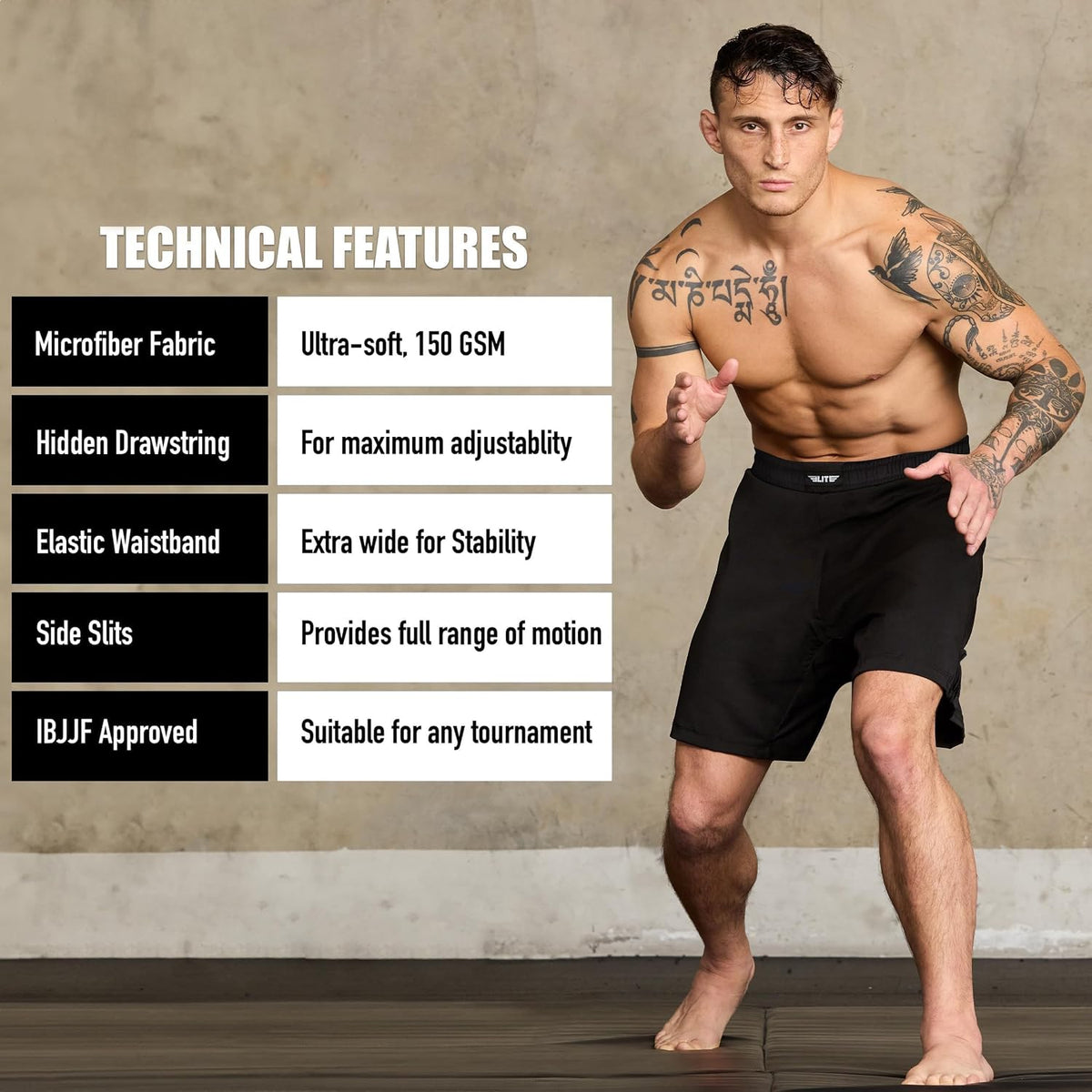 Elite Sports BJJ Shorts for No-Gi, Muay Thai, Boxing and MMA 5