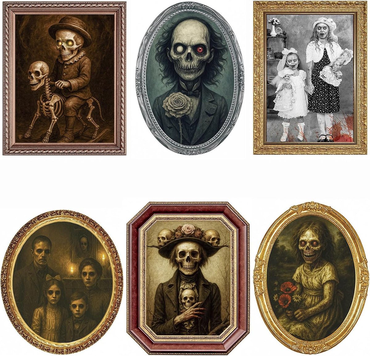 Lansian 6-Pack 3D Changing Face Portraits, Halloween Wall Decor 1