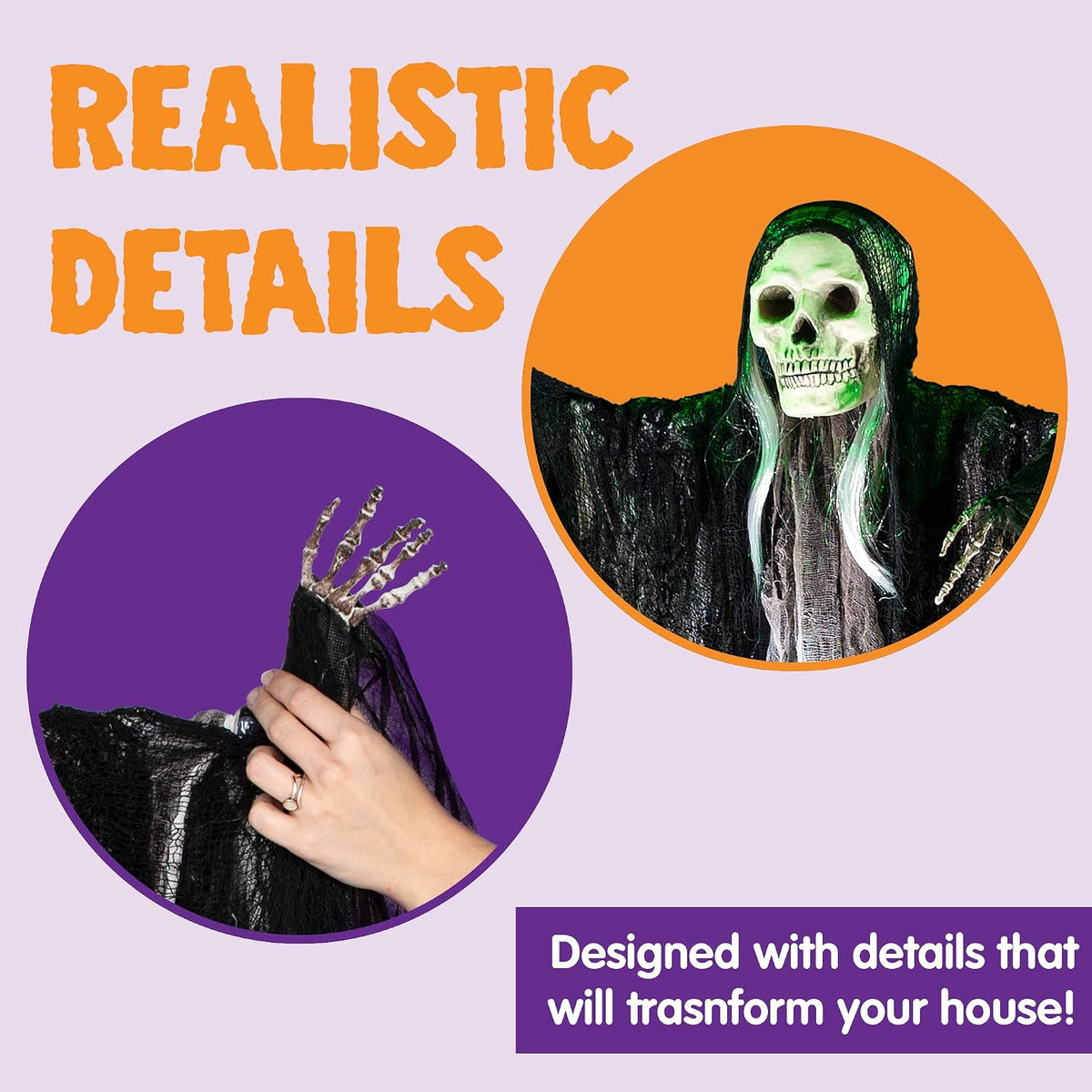 JOYIN 3-Pack Hanging Skeleton Grim Reapers, Halloween Outdoor Decor 3