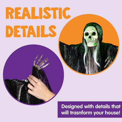 JOYIN 3-Pack Hanging Skeleton Grim Reapers, Halloween Outdoor Decor 3