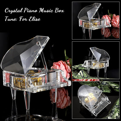 ELLDOO Crystal Piano Music Box, No Batteries, Plays For Elise 3