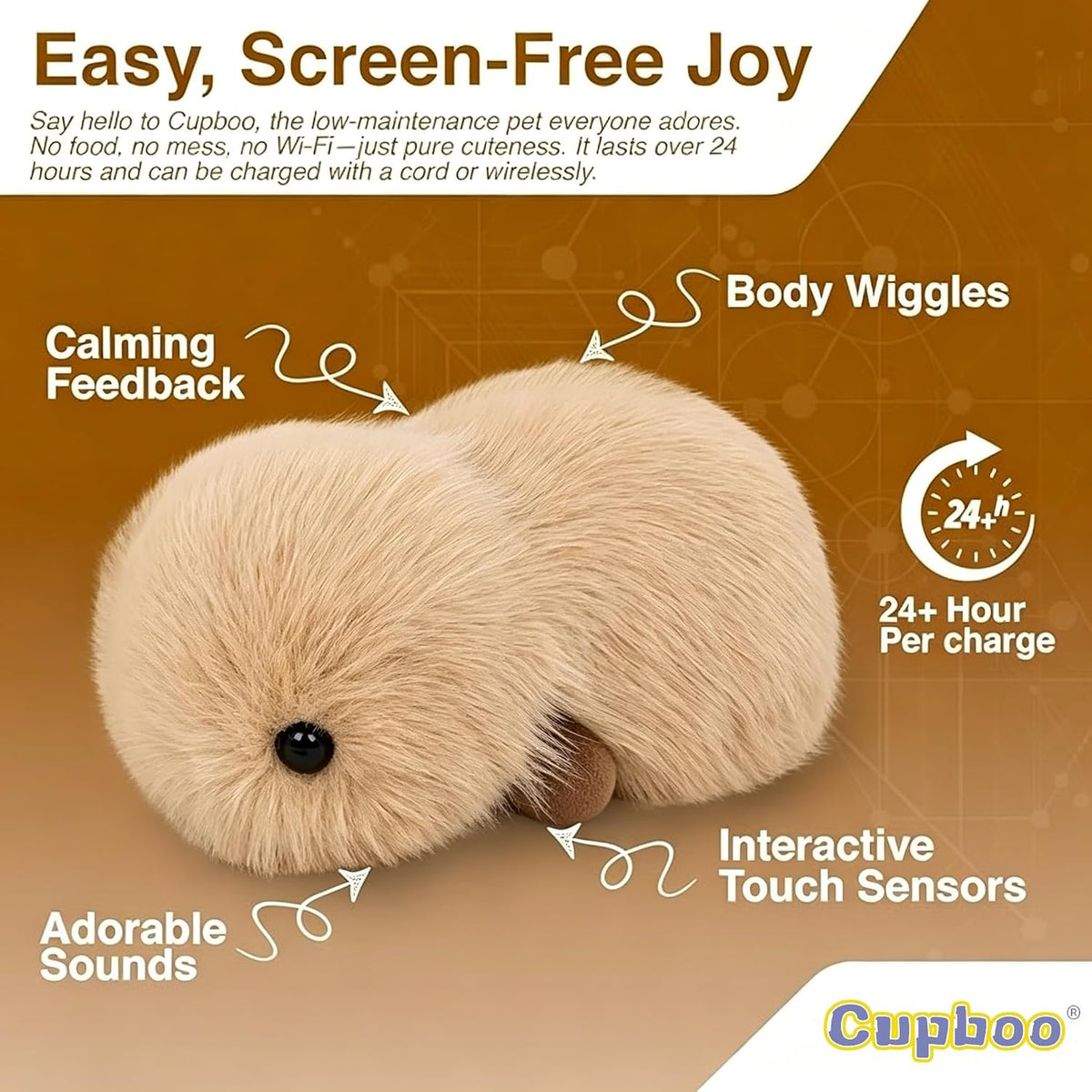 cupboo Interactive AI Plush Companion Pet: Soft Hedgehog Desk Robot 2