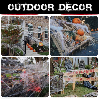 ZPISF 1000 sq ft White Stretch Spider Webs with 30 Fake Spiders 5