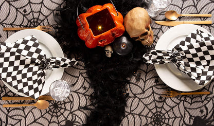 DII Black Spider Web Lace Tablecloth 54 x 72 in, Gothic Halloween 7
