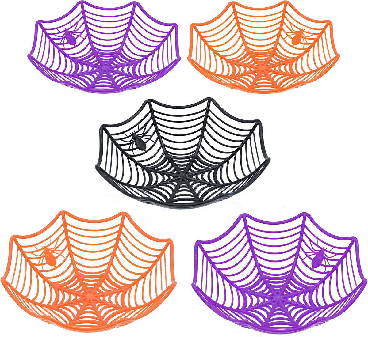 JOYIN 3 Spider Web Halloween Candy Bowls, Orange Purple Black 8