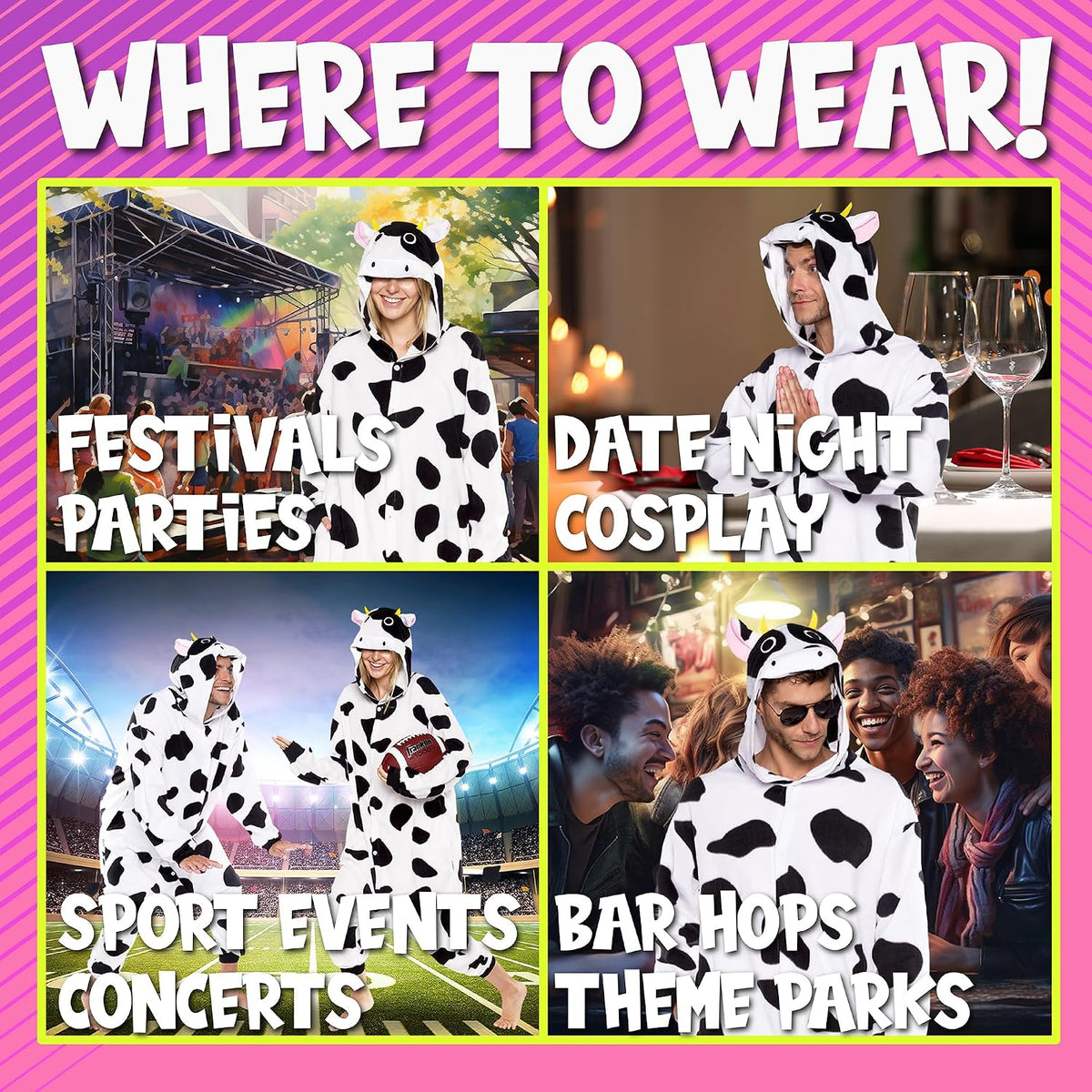 Funziez! Adult Plush Animal Onesie, Halloween Costume, 6 Designs 5