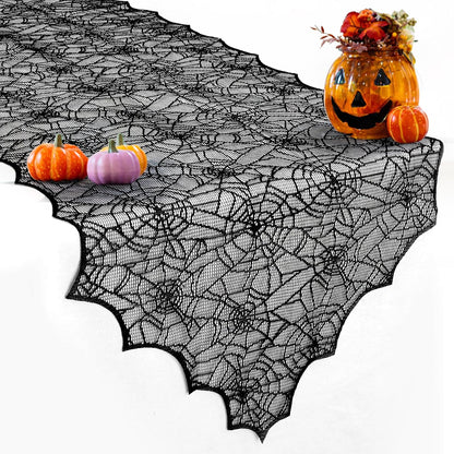 sogiv Black Lace Spider Web Halloween Table Runner, 18 x 72 in 8