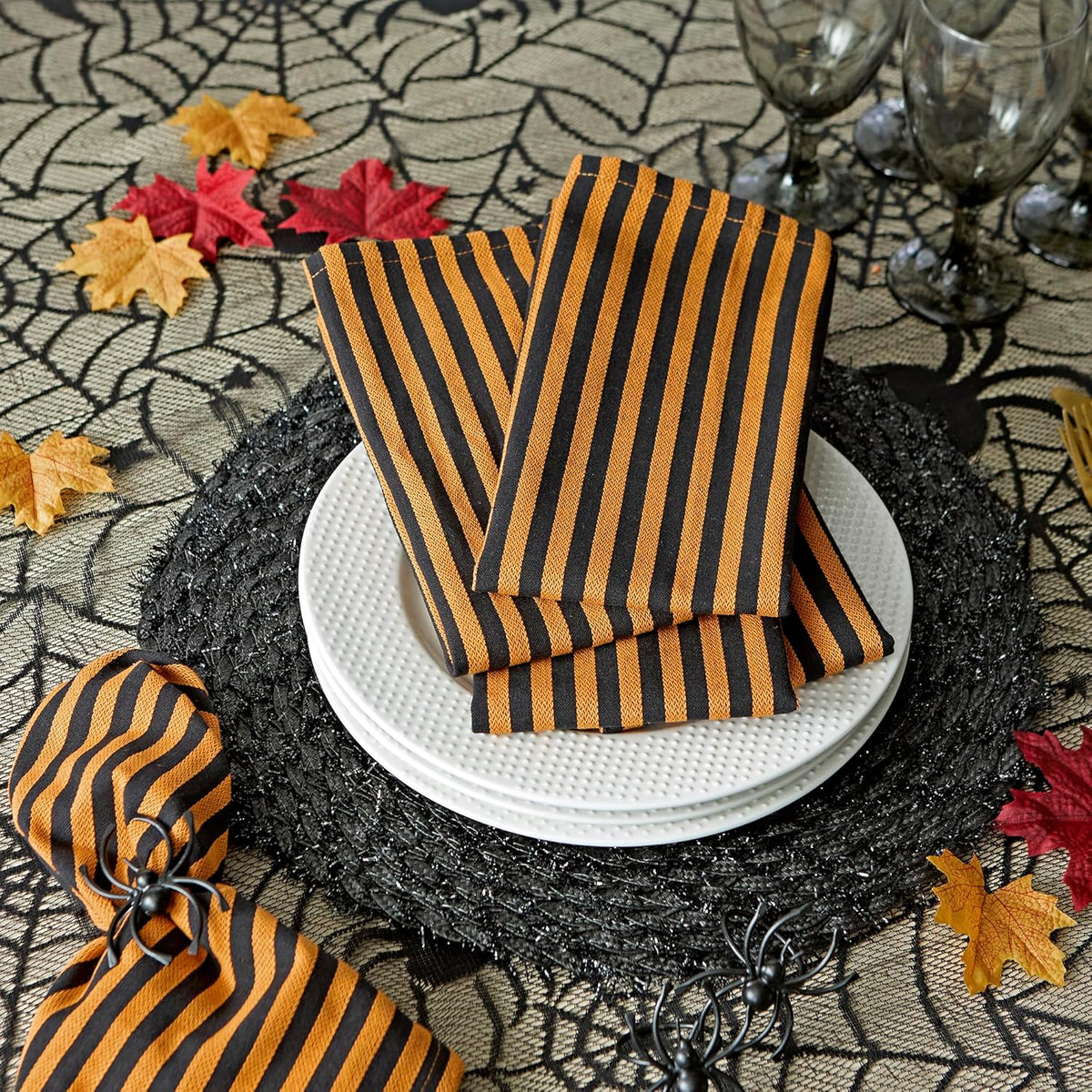 DII Black Spider Web Lace Tablecloth 54 x 72 in, Gothic Halloween 5