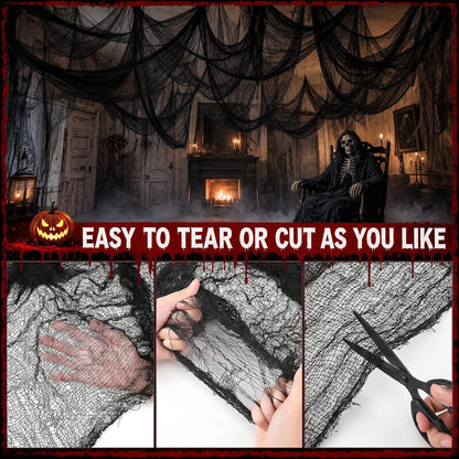 Cyantor 5-Piece Black Creepy Cloth 30 x 72 in, Halloween Decor 3