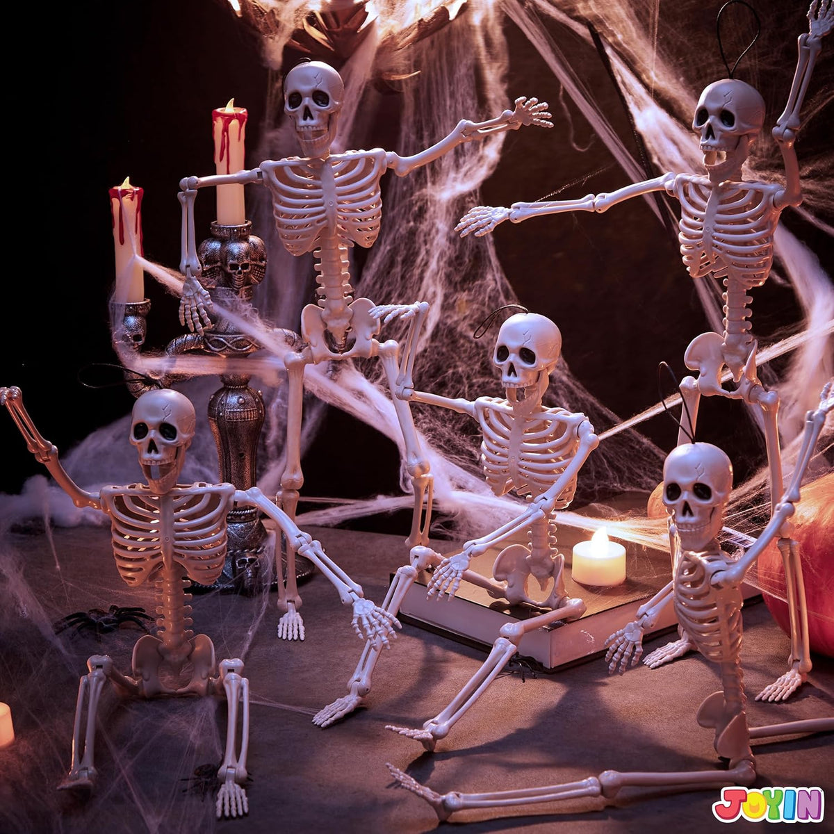 JOYIN 5 Posable Hanging Skeletons, 16 Inch Halloween Decor 7