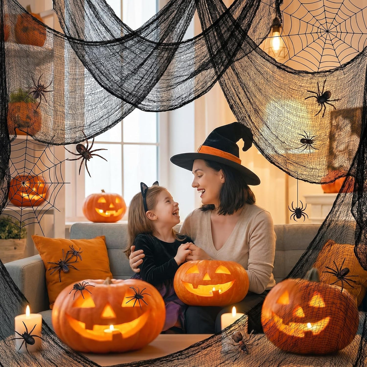 Cyantor 5-Piece Black Creepy Cloth 30 x 72 in, Halloween Decor 4