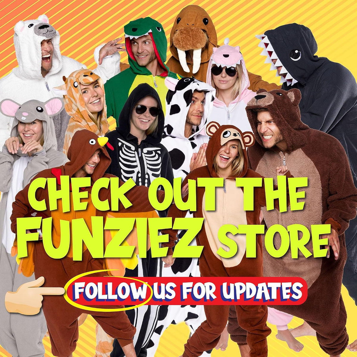 Funziez! Adult Plush Animal Onesie, Halloween Costume, 6 Designs 6