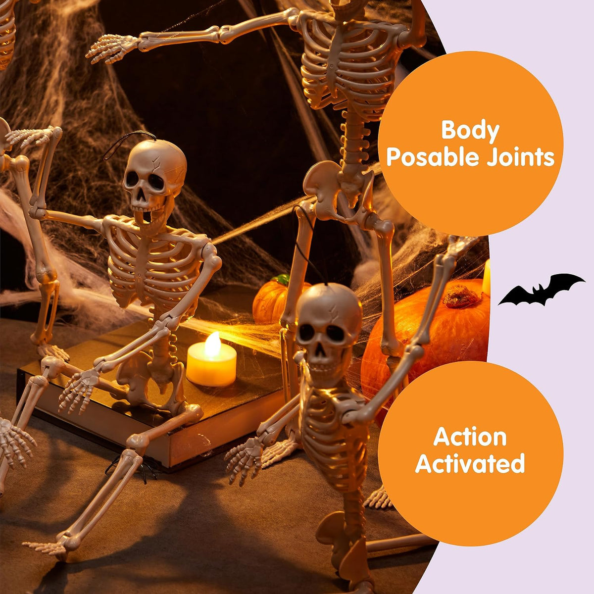 JOYIN 5 Posable Hanging Skeletons, 16 Inch Halloween Decor 8