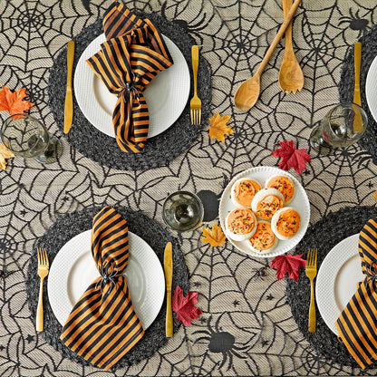 DII Black Spider Web Lace Tablecloth 54 x 72 in, Gothic Halloween 4
